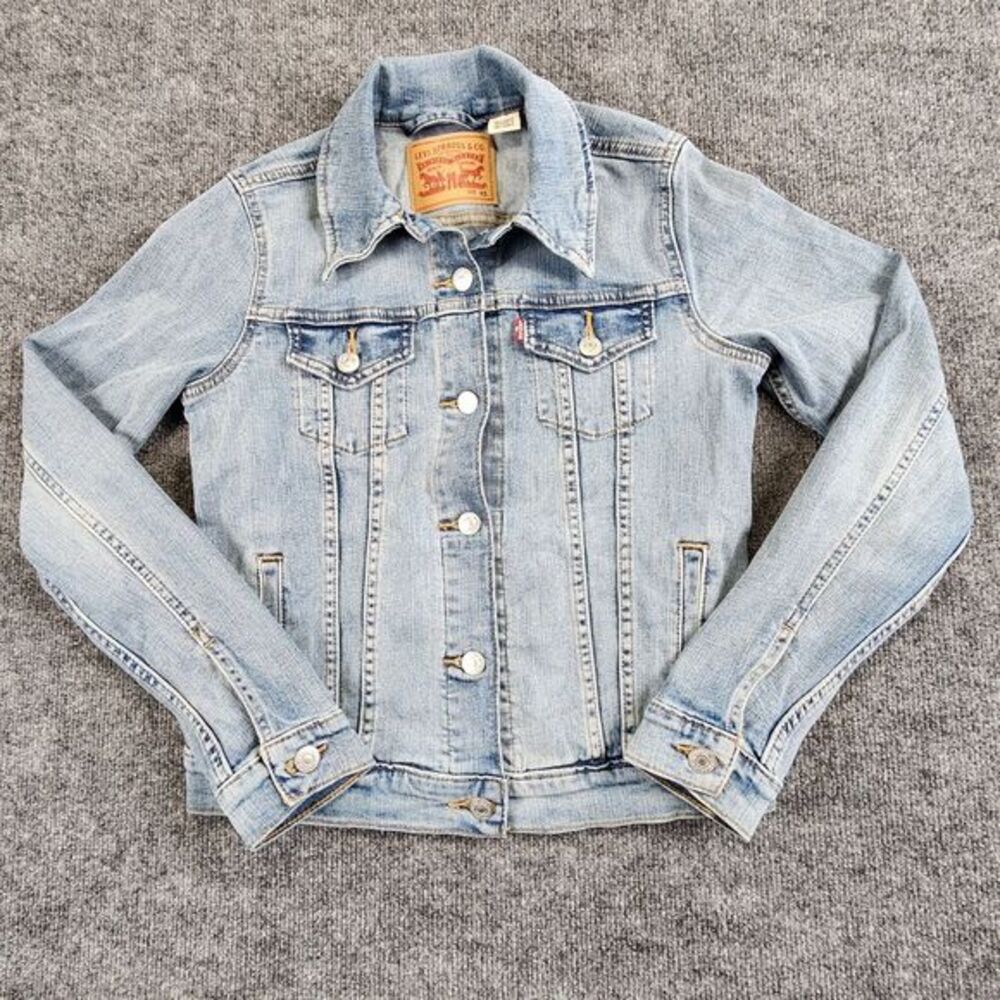 Levis Jacket Womens XS Blue Denim Jean Trucker Button Up Coat - Picture 1 of 7